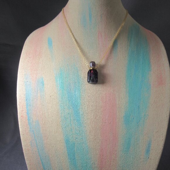 Gemstone Perfume Bottle, Rainbow Fluorite and Brass - Picture 3 of 5